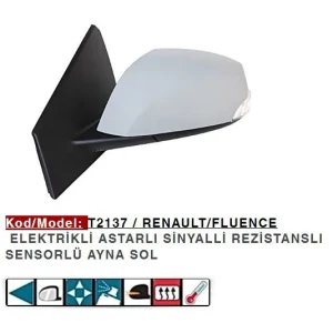 DIŞ DİKİZ AYNASI SOL ELEKTRİKLİ ASTARLI FLUENCE
