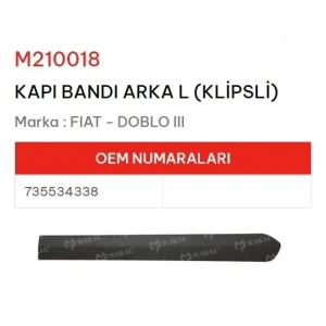 KAPI BANDI ARKA SOL DOBLO III KLIPSLI