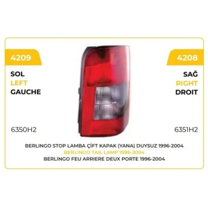 STOP LAMBASI ÇİFT KAPI YANA AÇILIR EMSOL PEUGEOT PARTNER