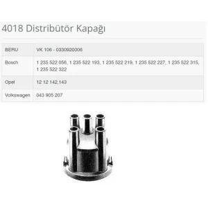 DİSTRİBÜTÖR KAPAĞI AUDI BMW FIAT -LANCIA MERCEDES