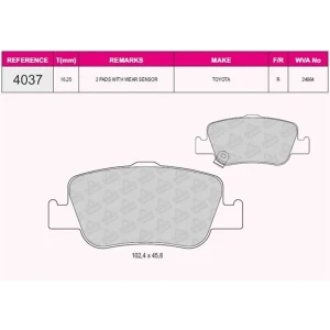 FREN BALATASI ARKA TOYOTA COROLLA AURIS 24664