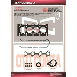 RENAULT 1.5 DCI ÜST TAKIM OTOCONTA TEFLON KEÇELİ SİLİNDİR KAPAK CONTALI SUBAP LASTİKLİ K9K 732-734-764-832-780