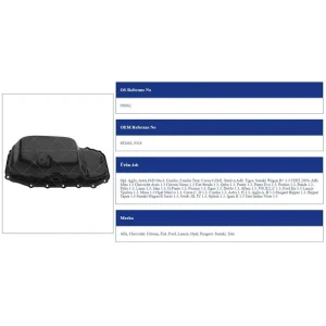 YAĞ KARTERİ OPEL AGİLA ASTRA H-H GTC-J, COMBO, C D-E, MERİVA A-B, TİGRA; SUZUKİ WAGON R+ 1.3 CDTI 2003- TATA ALFA ROMEO FIAT OPEL LANCIA