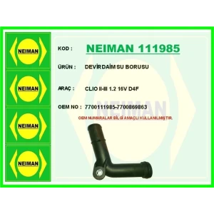 DEVİRDAİM SU BORUSU CLIO II-III 1.2 16V D4F
