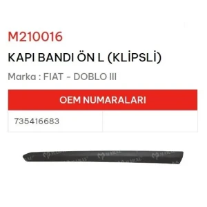 KAPI BANDI ÖN SOL DOBLO III KLIPSLI