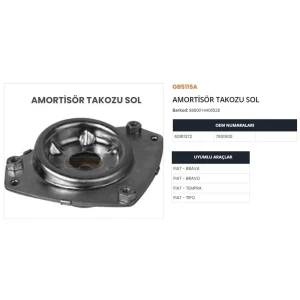 AMORTİSÖR TABLASI TAKOZU ÖN SOL TEMPRA