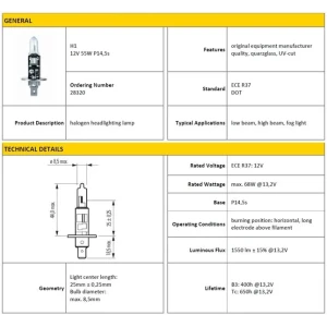 AMPÜL H1 12V 55W HALOGEN