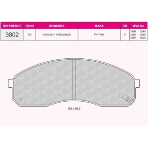 FREN BALATASI ÖN KIA PREGIO Y.M - HYUNDAI H 100 ÇİFT TEKER 00-04 23649