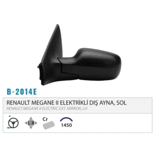 DIŞ DİKİZ AYNASI ELEKTRİKLİ ISITMALI ASFERİK SOL M EGANE II 03-08 M002.2014
