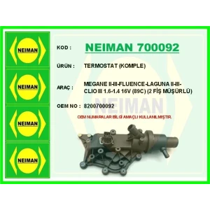 TERMOSTAT (KOMPLE) MEGANE II-III-FLUENCE-LAGUNA II-III-CLIO III 1.6-1.4 16V (89C) (2 FİŞ MÜŞÜRLÜ)