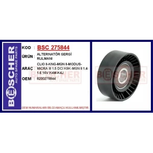 ALTERNATÖR GERGİ RULMANI RULMANI CLIO II-KNG-MGN II-MODUS-MICRA III 1.5 DCI K9K-MGN II 1.4-1.6 16V K4M-K4J