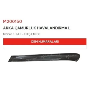 ARKA ÇAMURLUK HAVALANDIRMA SOL DKŞ EM 88