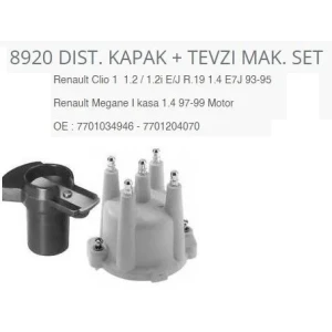 DİSTRİBÜTÖR KAPAĞI + TEVZI MAKARA R9 CLIO R19 1.4 E7J 93>95 MEGANE 1.4