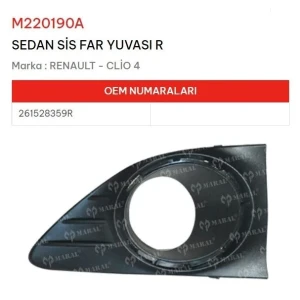 SİS FAR ÇERÇEVESİ KAPAĞI SOL