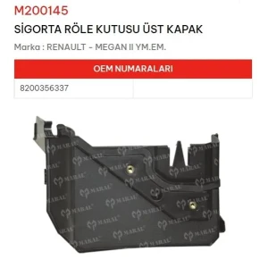 SİGORTA RÖLE KUTUSU ÜST KAPAK MEGANE II YM EM
