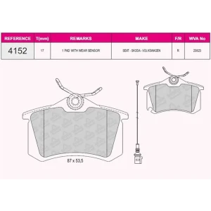 FREN BALATASI ARKA SEAT IBIZA IV – SKODA FABIA-VOLKSWAGEN POLO 2001- 20960 - 23390 - 23554