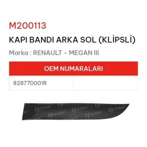 KAPI BANDI ARKA SOL KLIPSLI MEGANE III