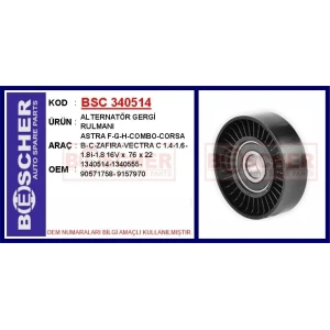 ALTERNATÖR GERGİ RULMANI ASTRA F-G-H-COMBO-CORSA B-C-ZAFIRA-VECTRA C 1.4-1.6-1.8i-1.8 16V x 76×22