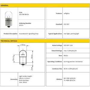 AMPÜL 12V R5W 67 5W BA15S