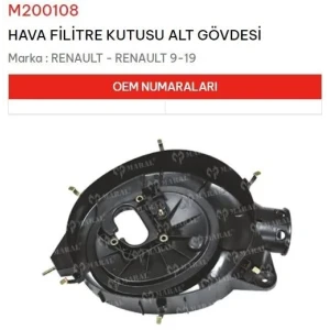 HAVA FİLİTRE KUTUSU ALT GÖVDESİ RENAULT 9-19