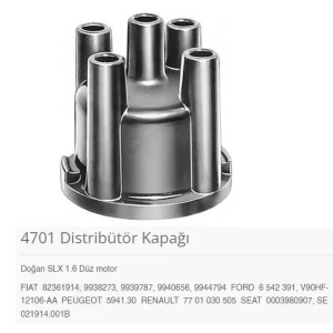 DİSTRİBÜTÖR KAPAĞI DIKEY DOGAN SLX 1.6 DÜZ MOTOR
