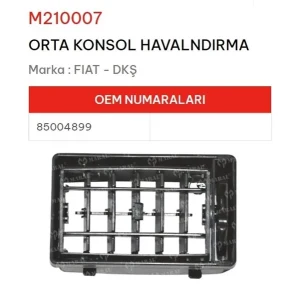 ORTA KONSUL HAVALANDIRMA M131 DKS 85004899