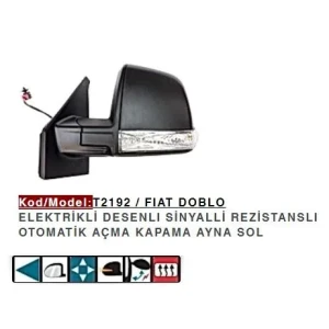 DIŞ DİKİZ AYNASI SOL ELEKTRİKLİ KATLANIR DESENLI SINYALLI DOBLO 11