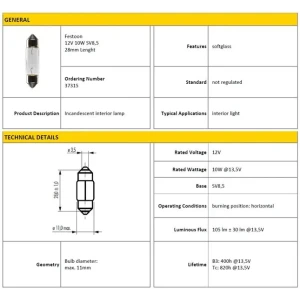 AMPÜL 12V 10W KISA JAPON SOFİT SV 8.5-31