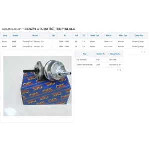 BENZİN OTOMATİĞİ TEMPRA 1600 1600CC 247147