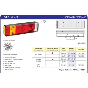 ÜNİVERSAL STOP LAMBASI PLAKALI SOKETLİ DF