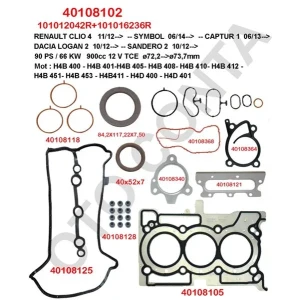 TAKIM CONTA FULL VİTON KEÇELİ RENAULT CLİO 4 900CC 12 V TCE H4B 400 - 408 - 410