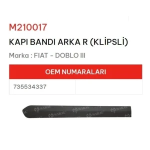 KAPI BANDI ARKA SAĞ DOBLO III KLIPSLI