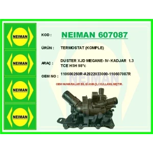 TERMOSTAT (KOMPLE) DUSTER XJD MEGANE- IV- KADJAR 1.3 TCE H5H 98°c