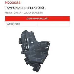 TAMPON ALT DEFLEKTÖRÜ SOL DACIA SANDERO