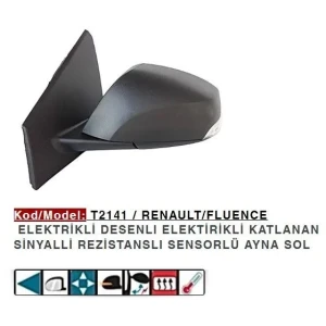 DIŞ DİKİZ AYNASI SOL ELEKTRİKLİ SINYALLI KATLANIR FLUENCE
