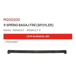 BAGAJ FINI SPOYLER RÜZGARLIK SPRING R9
