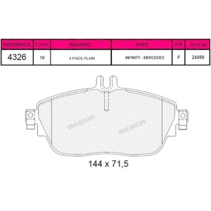 FREN BALATASI ÖN INFINITI Q30 202015- MERCEDES-BENZ A-CLASS (W176) A160-A180-A200-A220-A250 202012- MERCEDES-BENZ B-CLASS B160-180-200-220-250-B250E- (CLA-GLA) 2011- 24869