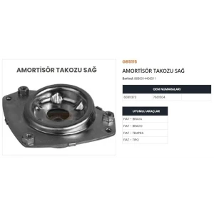 AMORTİSÖR TABLASI TAKOZU ÖN SAĞ TEMPRA