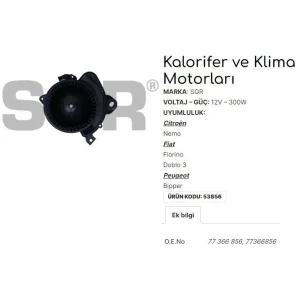 KALORİFER MOTORU DOBLO 3 263 - FIORINO - CITROEN NEMO - PEUGEOT BIPPER 77366856