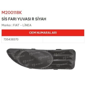 SİS FAR ÇERÇEVESİ KAPAĞI SAĞ LINEA SİSSİZ SİYAH