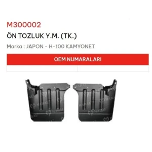 ÖN TOZLUK Y.M. TK. H-100 KAMYONET