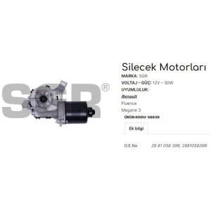 SİLECEK MOTORU FLUENCE - MEGANE 3 288105839R