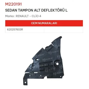 TAMPON ALT DEFLEKTÖRÜ SOL CLİO IV SEDAN