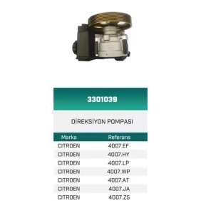 DİREKSİYON POMPASI HİDROLİK BERLINGO 1.9 03- 115mm .BERLINGO 2.0 HDI 99-- 114mm.PARTNER 2.0 HDI 99-- 114mm.PARTNER 1.9 03- 115 mm HATTAT/HEMA