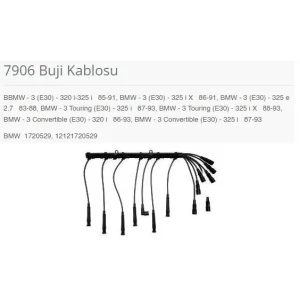 BUJİ KABLOSU BBMW - 3 E30 - 320 İ-325 İ 85-91. BMW - 3 E30 - 325 İ X 86-91. BMW - 3 E30 - 325 E 2.7 83-88. BMW - 3 TOURİNG E30 - 325 İ 87-93. BMW - 3 TOURİNG E30 - 325 İ X 88-93. BMW - 3 CONVERTİBLE E30 - 320 İ 86-93. BMW - 3 CONVERTİBLE E30 - 325 İ
