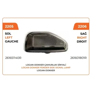 ÇAMURLUK SİNYALİ SOL DACİA DOKKER STEPWAY