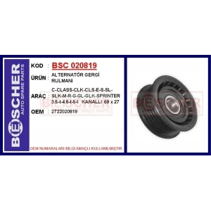 ALTERNATÖR GERGİ RULMANI C-CLASS-CLK-CLS-E-S-SL-SLK-M-R-G-GL-GLK-SPRINTER 3.5-t-4.6-t-5-t KANALLI 69×27