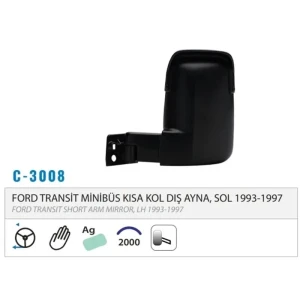 DIŞ DİKİZ AYNASI MEKANİK KISA KOL SOL TRANSİT T15 93-97 M003.3008