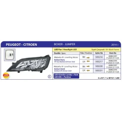 FIAT DUCATO PEUGEOT BOXER CITROEN JUMPER 2014/ LED FAR SAĞ SIYAH ÇERÇEVELI BALLAST HARIC