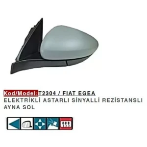 AYNA SOL FIAT EGEA / -HB-SW-CROSS ELEKTİRİKLİ ASTARLI REZİSTANSLI